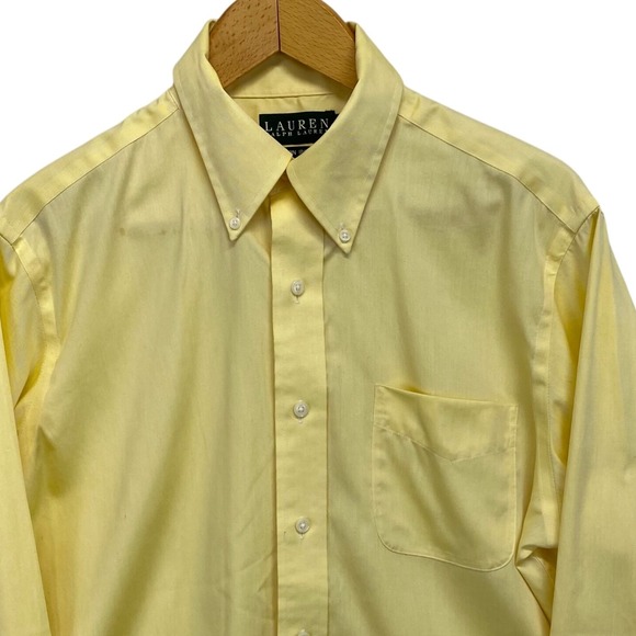 Ralph Lauren Mens Dress Shirt 15.5 34/35 Yellow Button Down Non Iron Cotton - Picture 1 of 9